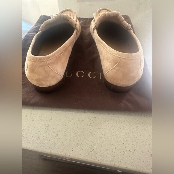 GUCCI Women's Horsebit Fringe Suede Beige Loafers EU 37 - Picture 6 of 9